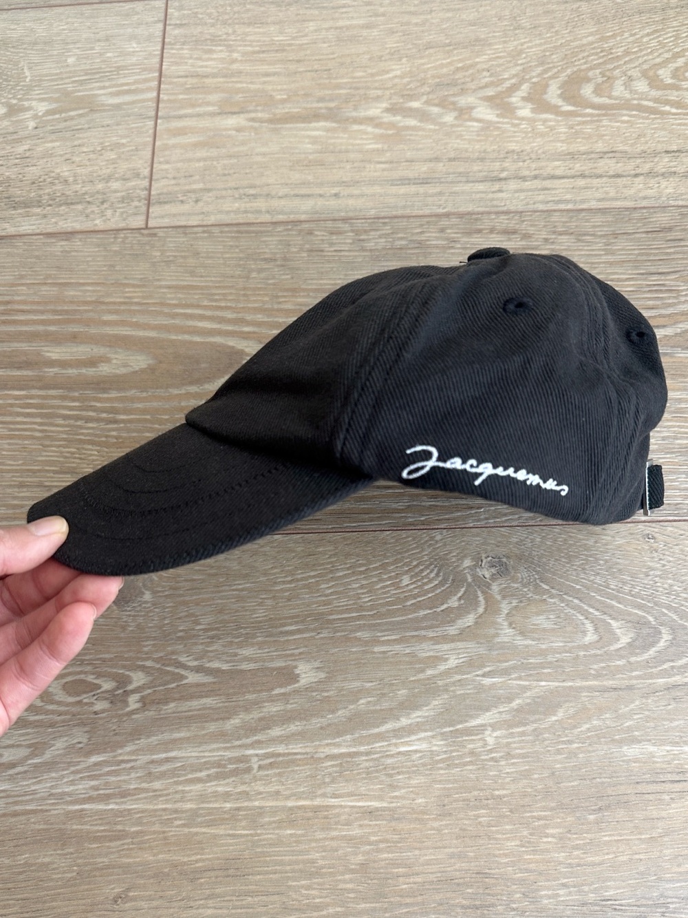 Jacquemus Black Cap White Embroidered Logo Hat SSENSE